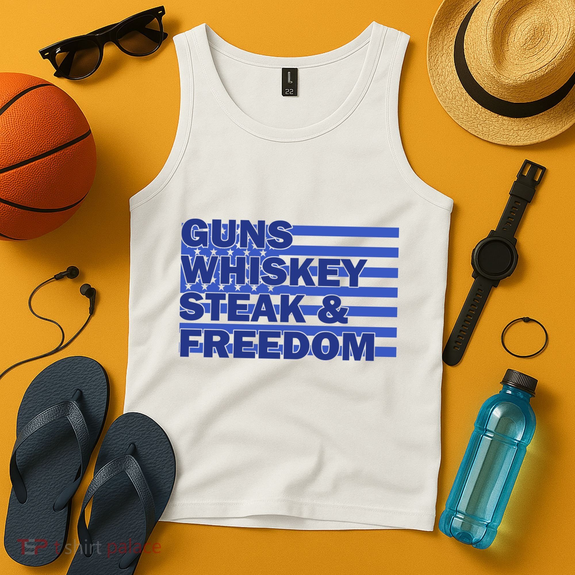 True American Guns Whiskey Steak Freedom Tank Top