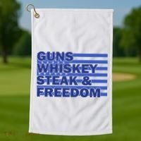 True American Guns Whiskey Steak Freedom Golf Towel thumb 1
