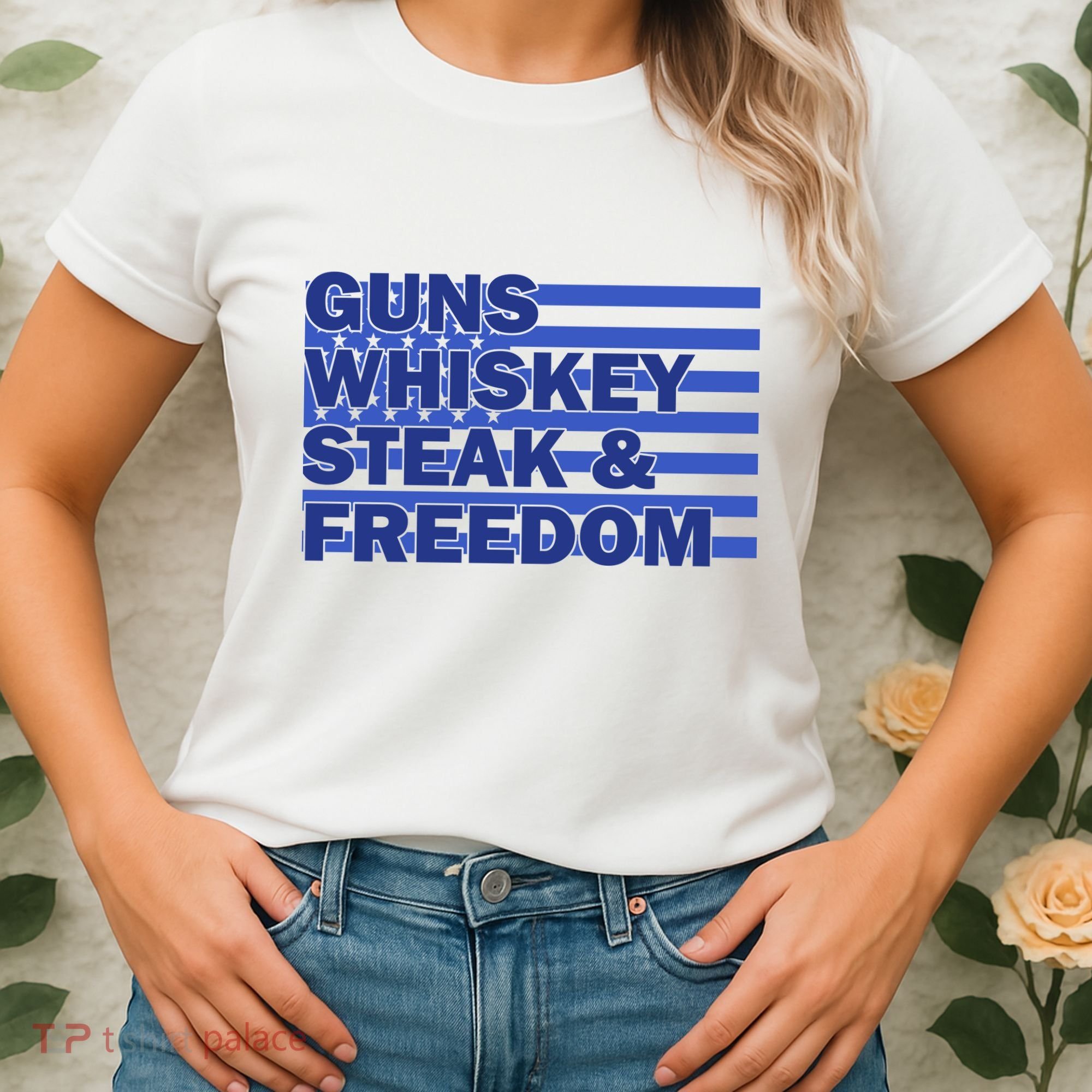 True American Guns Whiskey Steak Freedom Women's T-Shirt