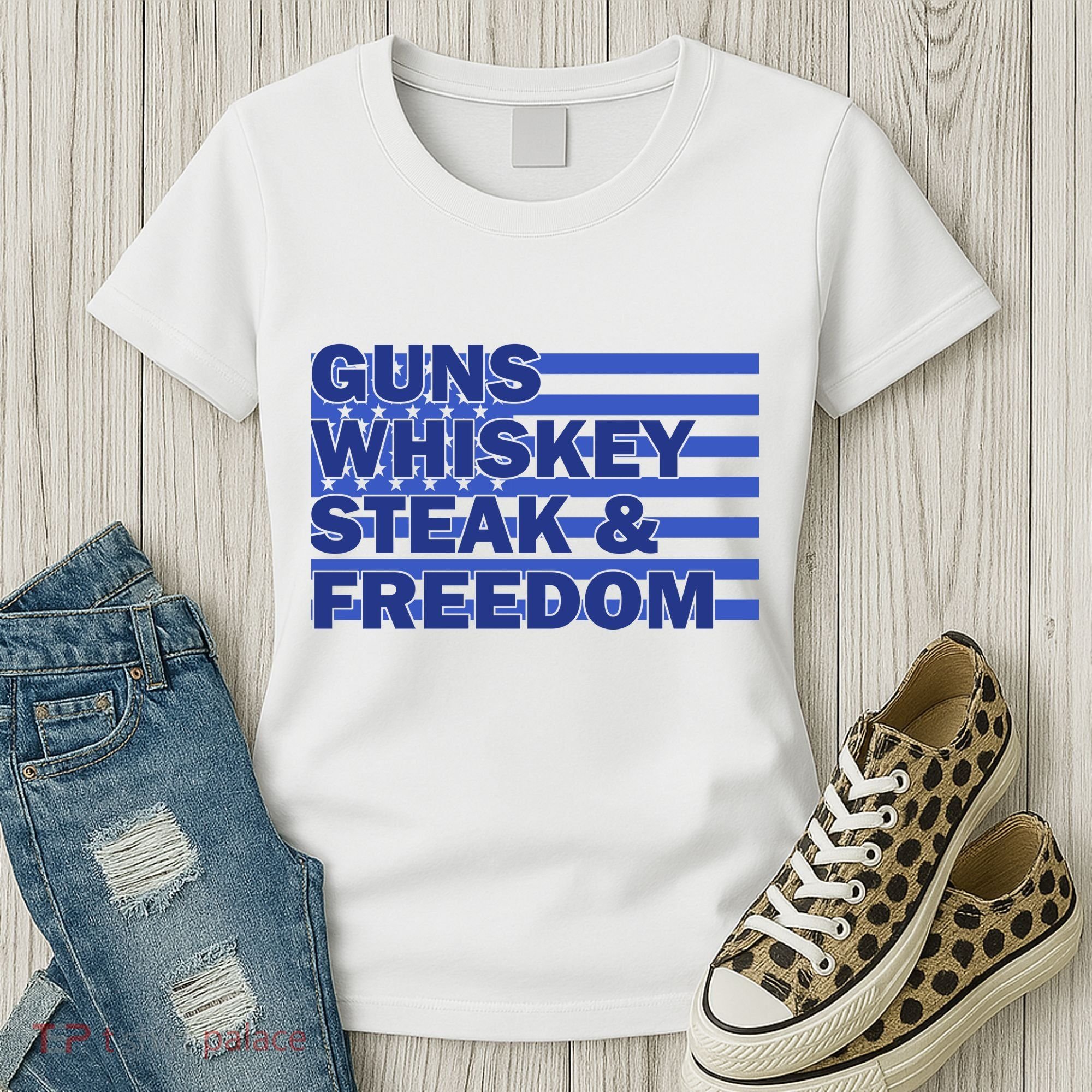 True American Guns Whiskey Steak Freedom Women's T-Shirt