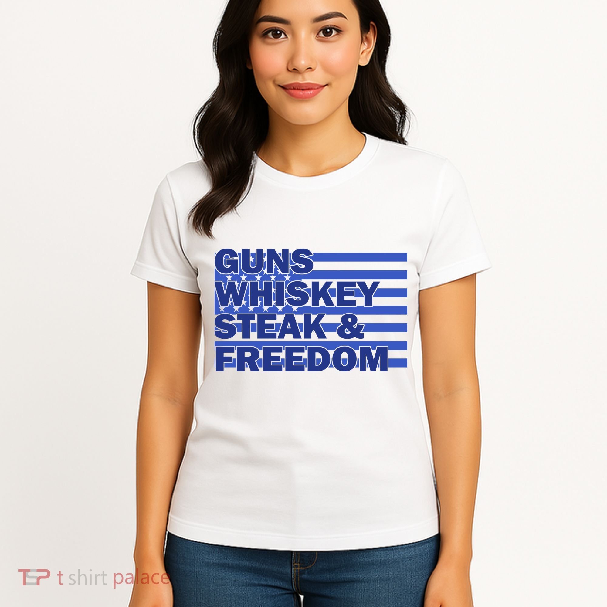 True American Guns Whiskey Steak Freedom Women's T-Shirt