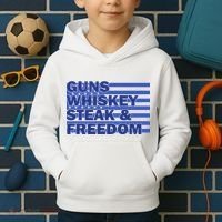 True American Guns Whiskey Steak Freedom Kids Hoodie thumb 2
