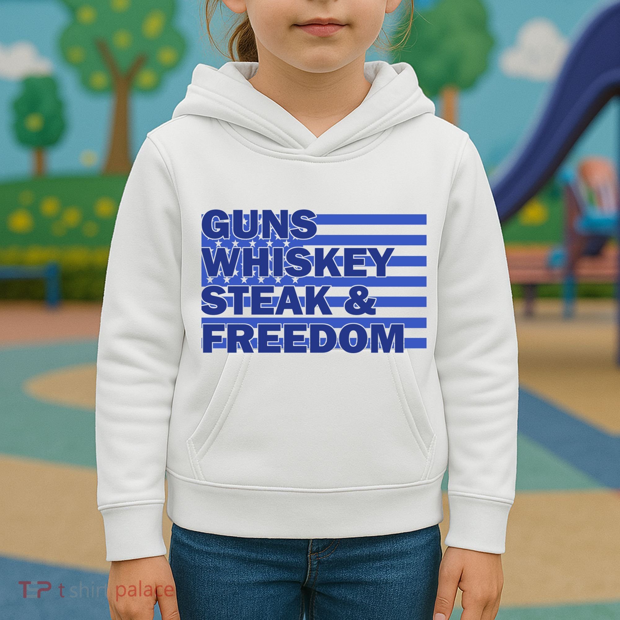 True American Guns Whiskey Steak Freedom Kids Hoodie