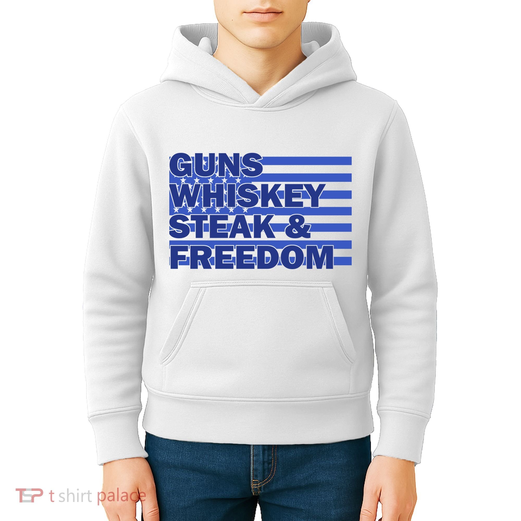True American Guns Whiskey Steak Freedom Kids Hoodie