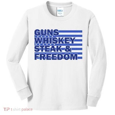 True American Guns Whiskey Steak Freedom Kids Long Sleeve Shirt