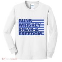 True American Guns Whiskey Steak Freedom Kids Long Sleeve Shirt thumb 0