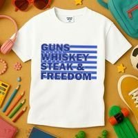 True American Guns Whiskey Steak Freedom Kids T-Shirt thumb 3