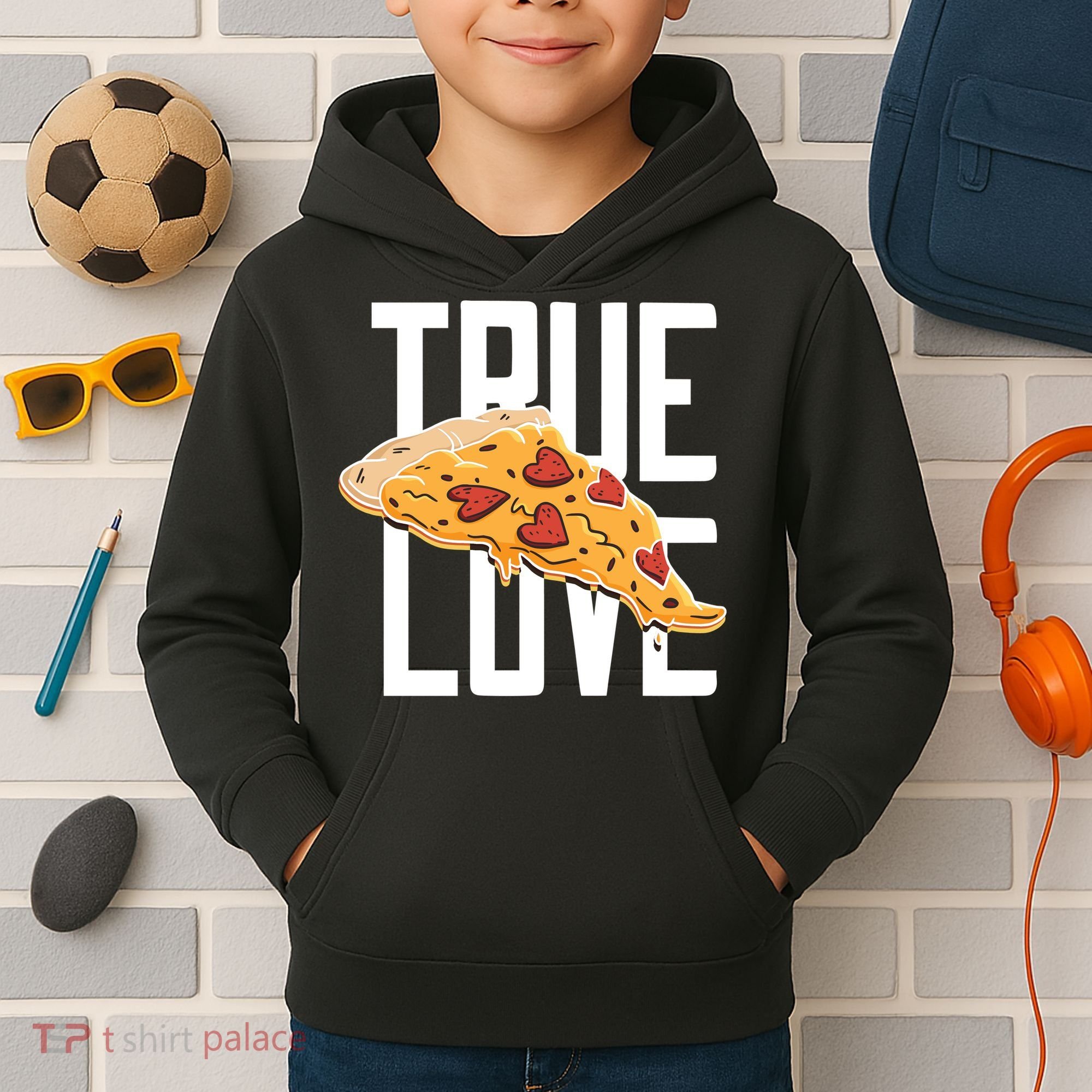 True Love Heart Pizza Kids Hoodie