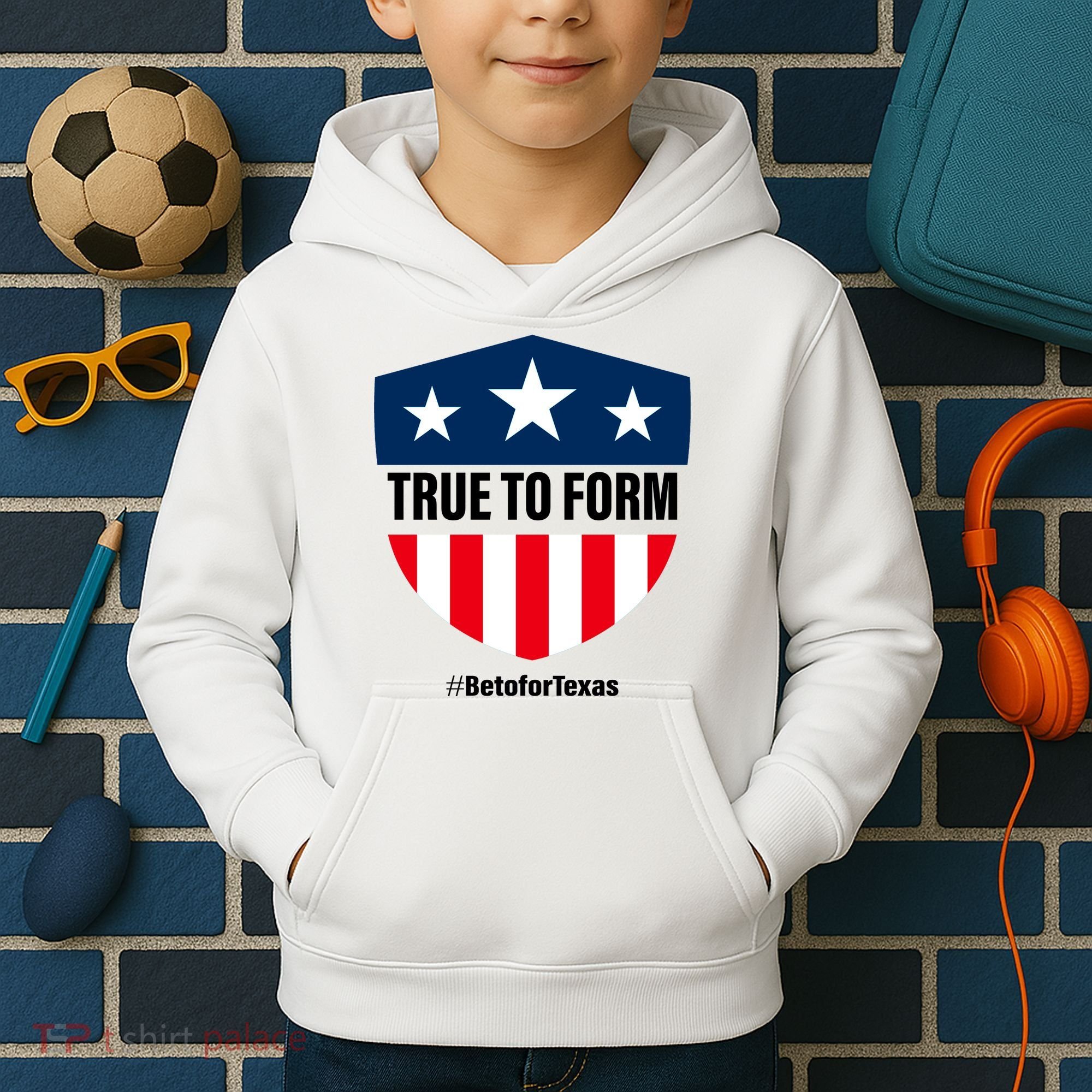 True To Form Beto for Texas American Shield Kids Hoodie