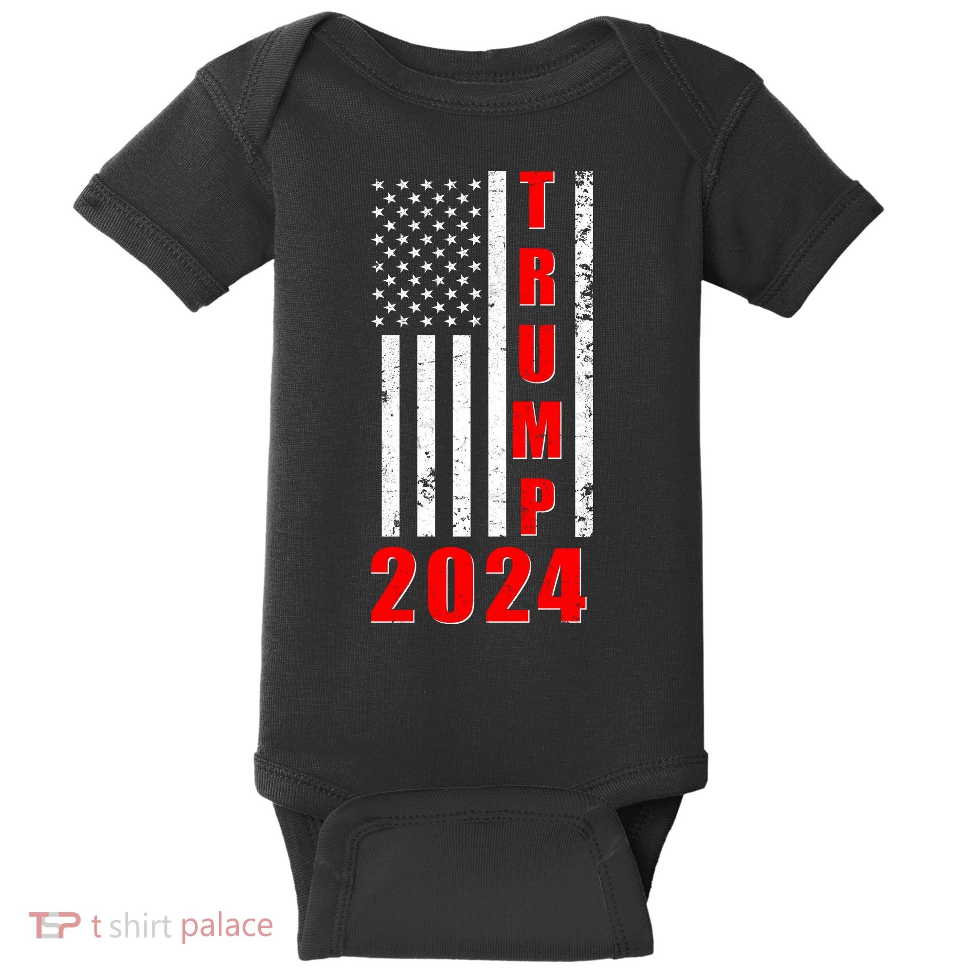Trump 2024 Election Distressed US Flag Baby Bodysuit