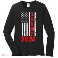Trump 2024 Election Distressed US Flag Women's Long Sleeve Shirt thumb 0