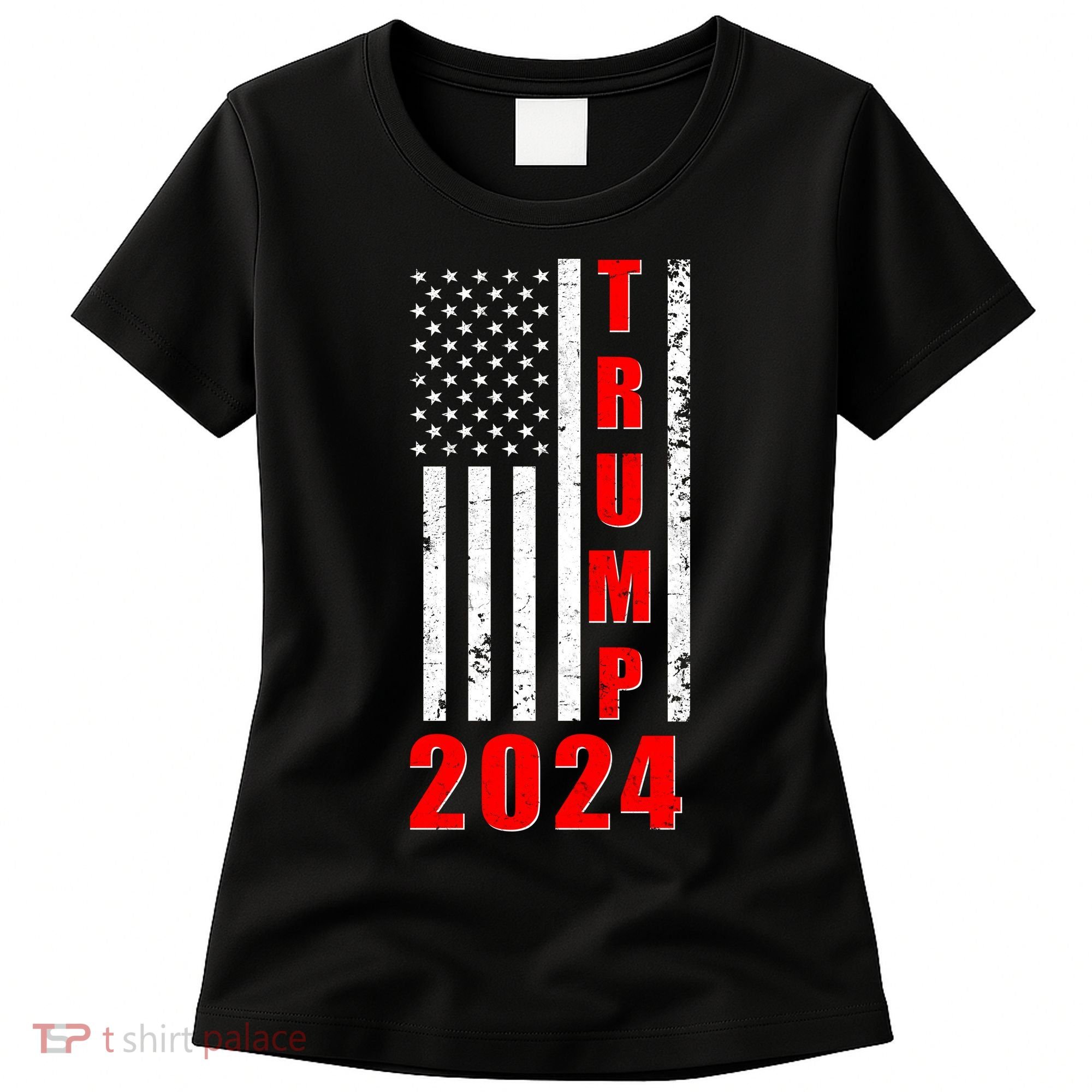 Trump 2024 Election Distressed US Flag Women's T-Shirt