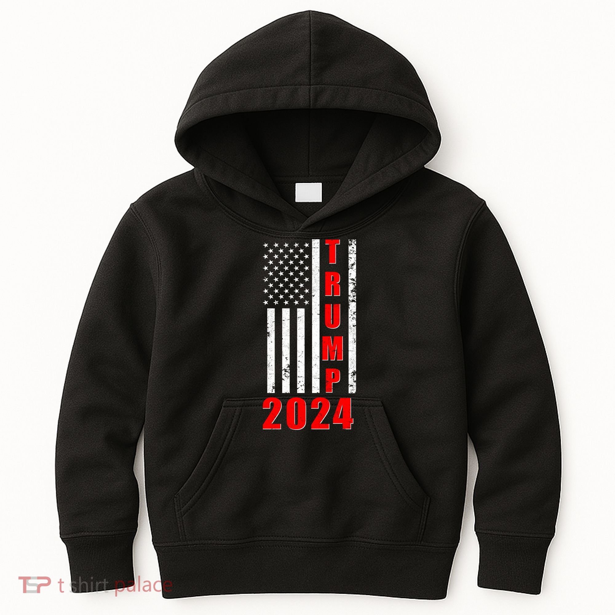 Trump 2024 Election Distressed US Flag Kids Hoodie