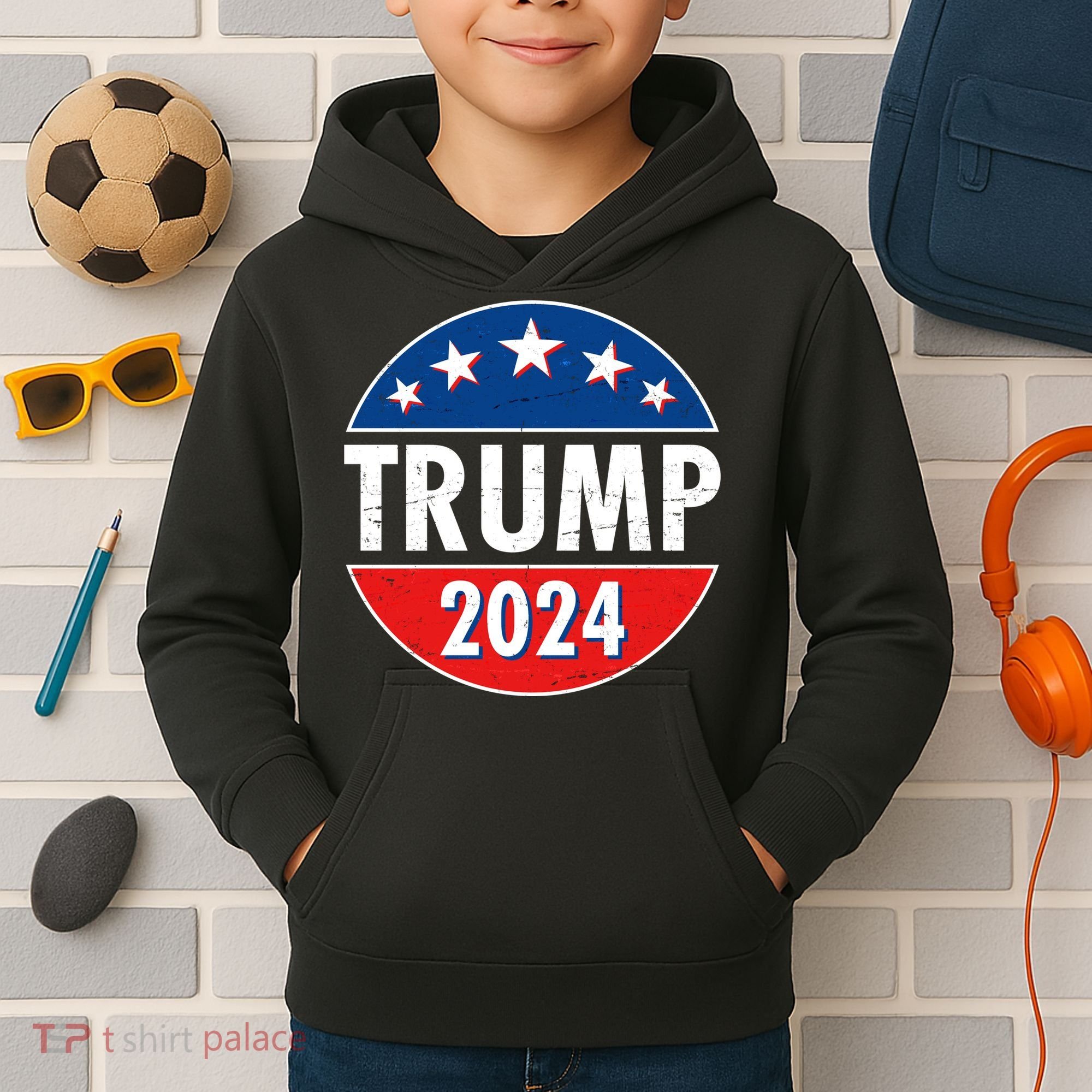Trump 2024 Election Emblem Kids Hoodie