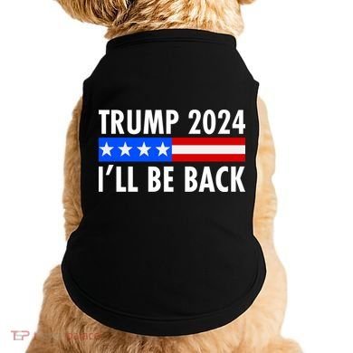 Trump 2024 I'll Be Back US Flag logo Doggie Tank