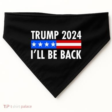 Trump 2024 I'll Be Back US Flag logo USA-Made Doggie Bandana