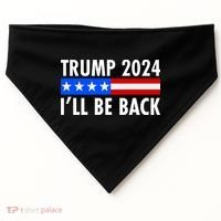 Trump 2024 I'll Be Back US Flag logo USA-Made Doggie Bandana thumb 0