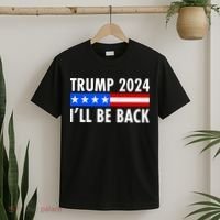 Trump 2024 I'll Be Back US Flag logo T-Shirt thumb 2