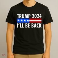 Trump 2024 I'll Be Back US Flag logo T-Shirt thumb 3