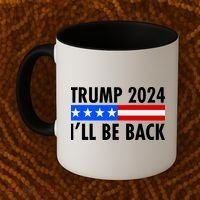 Trump 2024 I'll Be Back US Flag logo Coffee Mug thumb 2