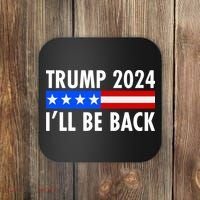 Trump 2024 I'll Be Back US Flag logo Coaster thumb 0