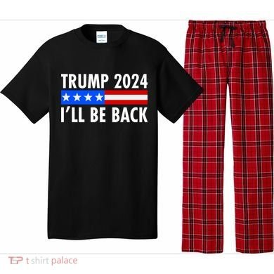Trump 2024 I'll Be Back US Flag logo Pajama Set