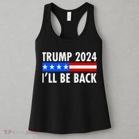 Trump 2024 I'll Be Back US Flag logo Women's Tank Top thumb 3