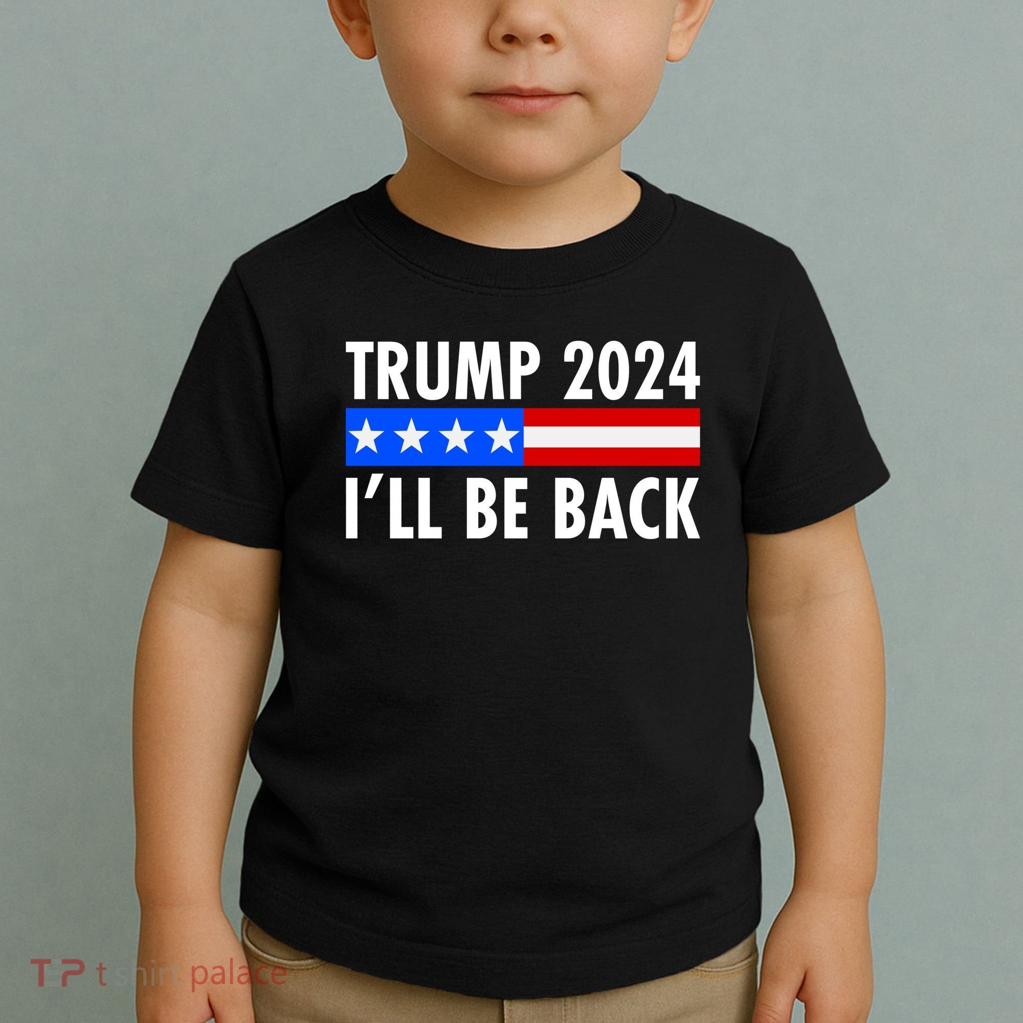 Trump 2024 I'll Be Back US Flag logo Toddler T-Shirt