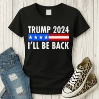 Trump 2024 I'll Be Back US Flag logo Women's T-Shirt thumb 3
