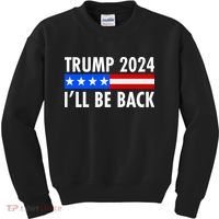 Trump 2024 I'll Be Back US Flag logo Kids Sweatshirt thumb 0