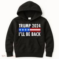 Trump 2024 I'll Be Back US Flag logo Kids Hoodie thumb 0