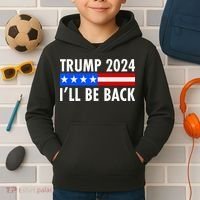 Trump 2024 I'll Be Back US Flag logo Kids Hoodie thumb 2