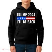 Trump 2024 I'll Be Back US Flag logo Kids Hoodie thumb 4