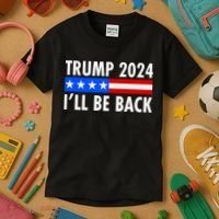 Trump 2024 I'll Be Back US Flag logo Kids T-Shirt thumb 3
