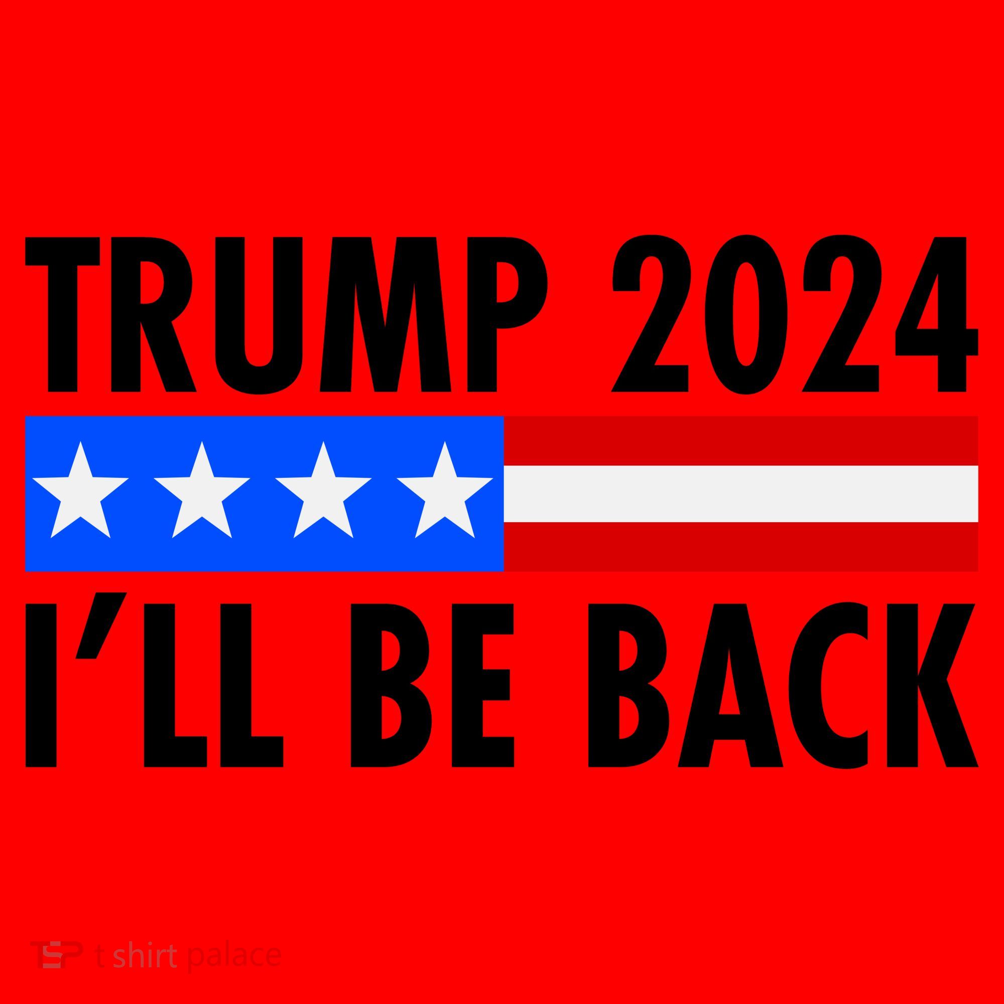 Trump 2024 I'll Be Back US Flag logo Santa Hat