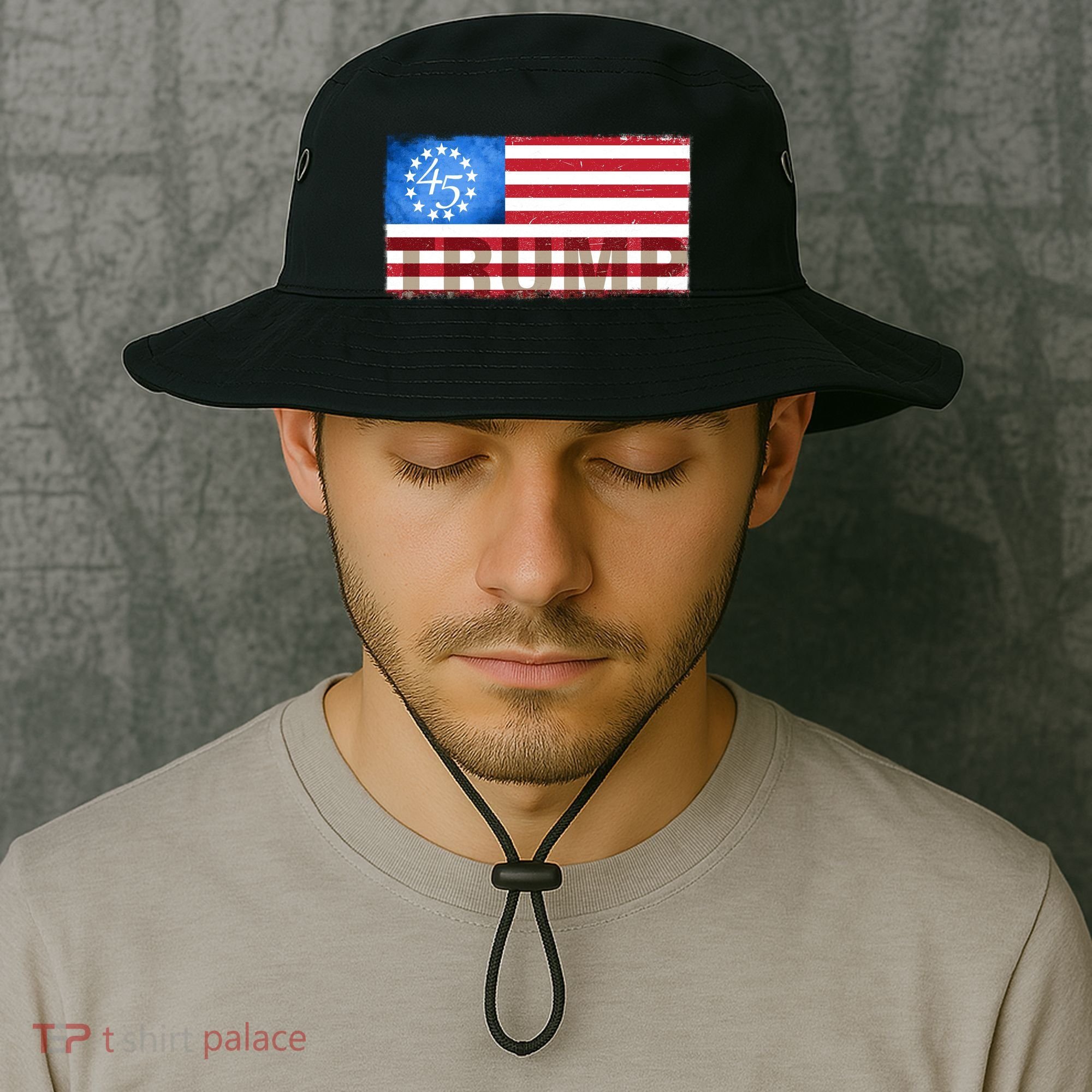 Trump 45 Betsy Ross 13 Original Colonies Flag Bucket Hat