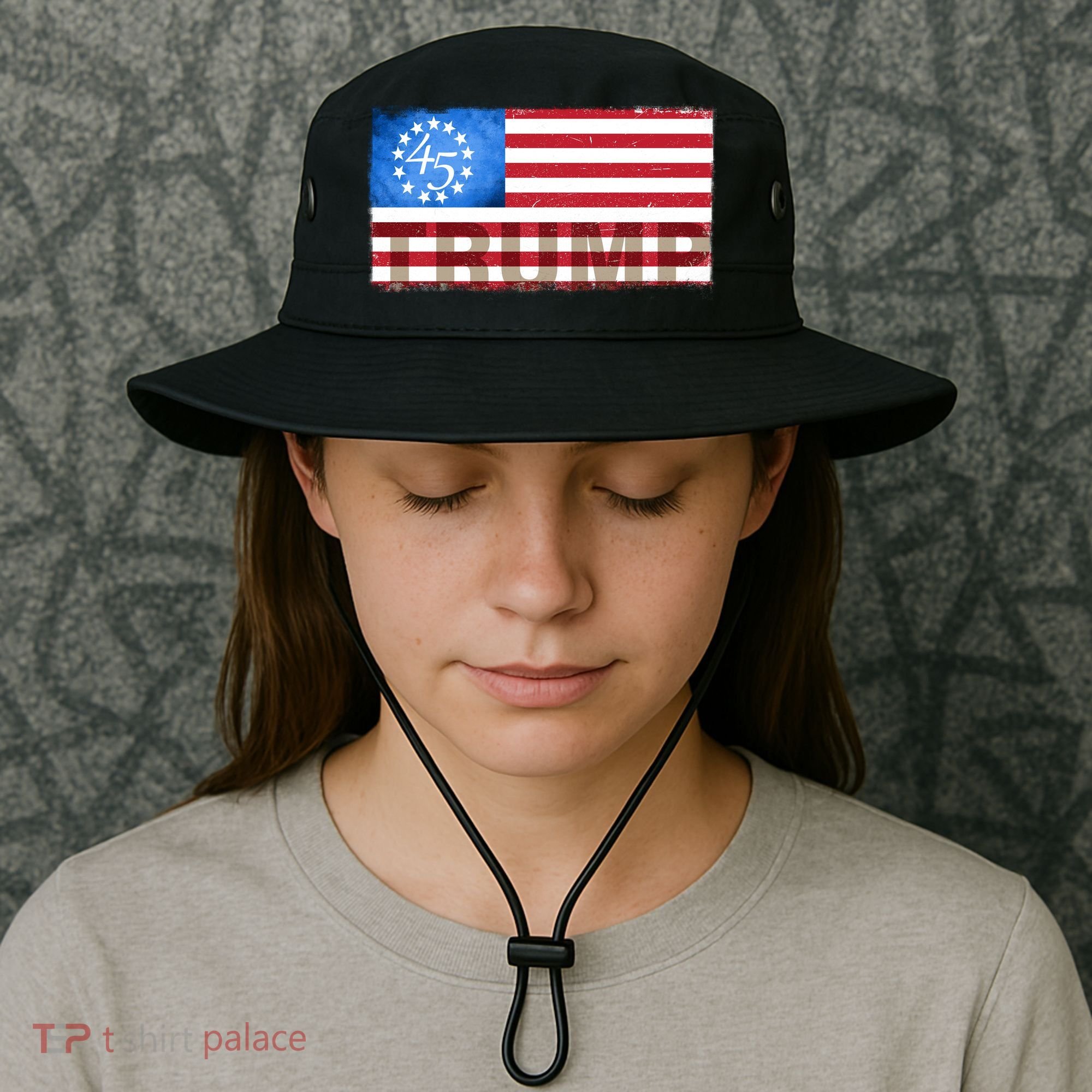 Trump 45 Betsy Ross 13 Original Colonies Flag Bucket Hat
