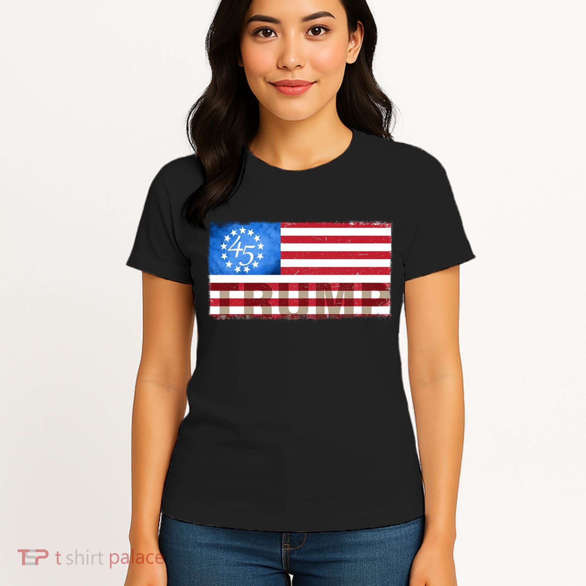 Trump 45 Betsy Ross 13 Original Colonies Flag Women's T-Shirt