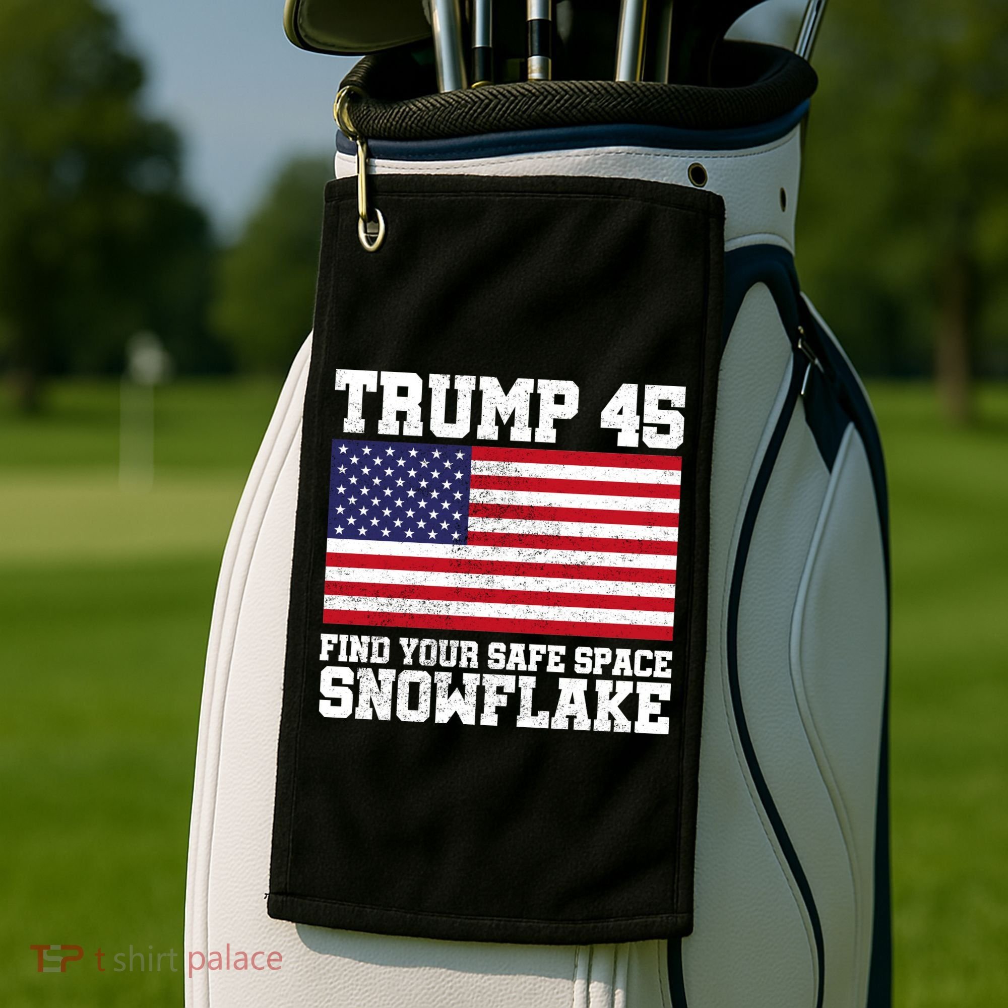 Trump 45 Find Your Safe Place Snowflake Golf Towel