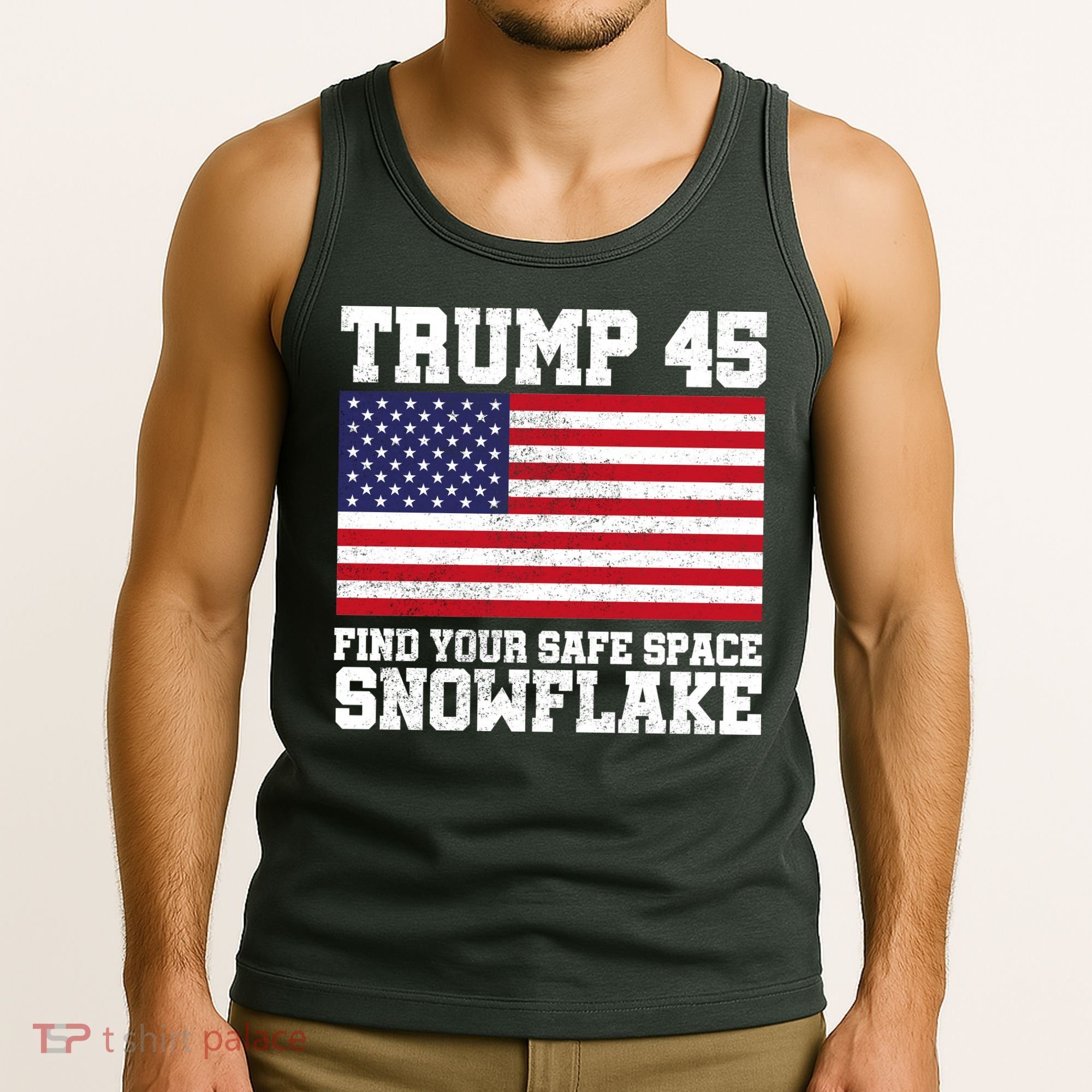 Trump 45 Find Your Safe Place Snowflake Tank Top