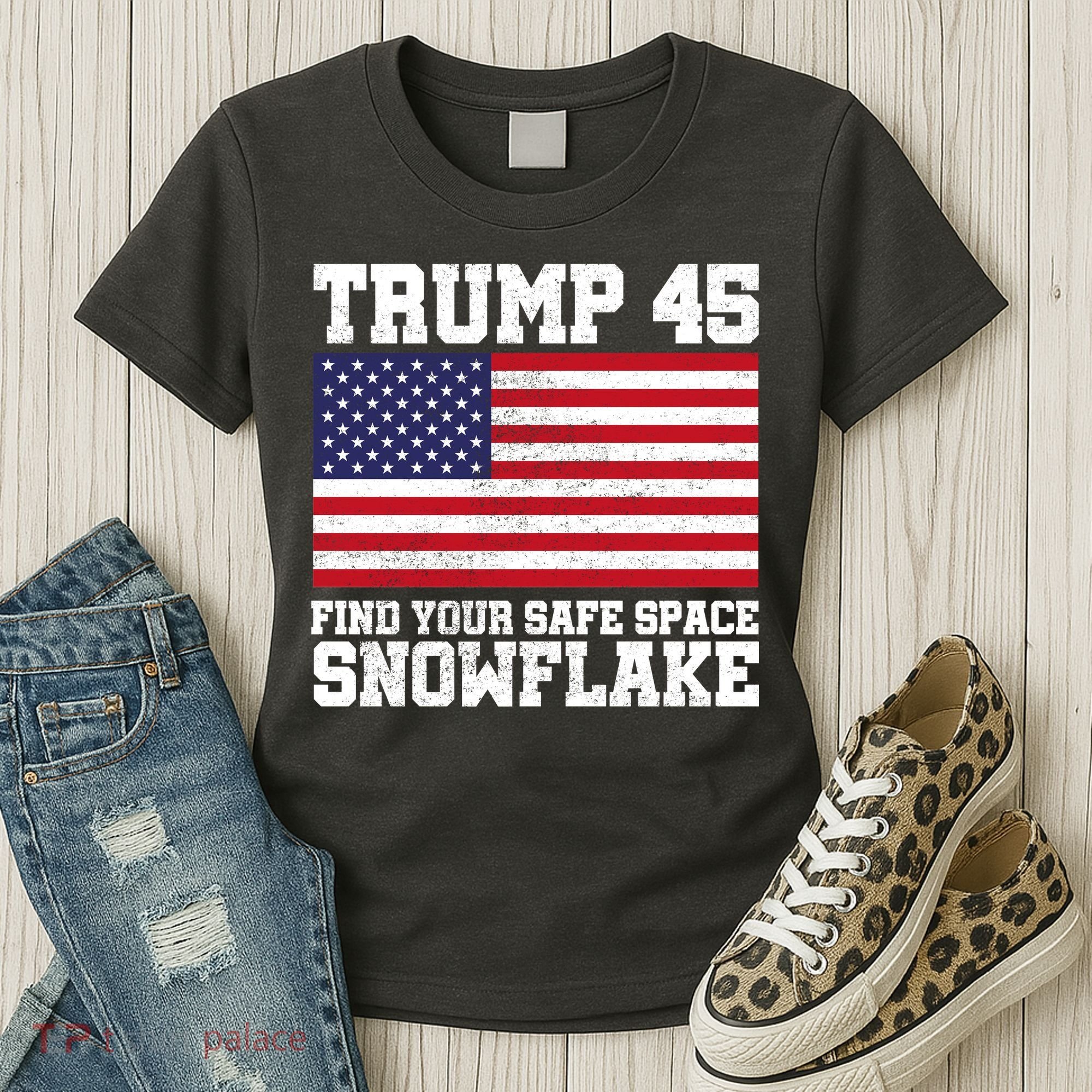 Trump 45 Find Your Safe Place Snowflake Women's T-Shirt