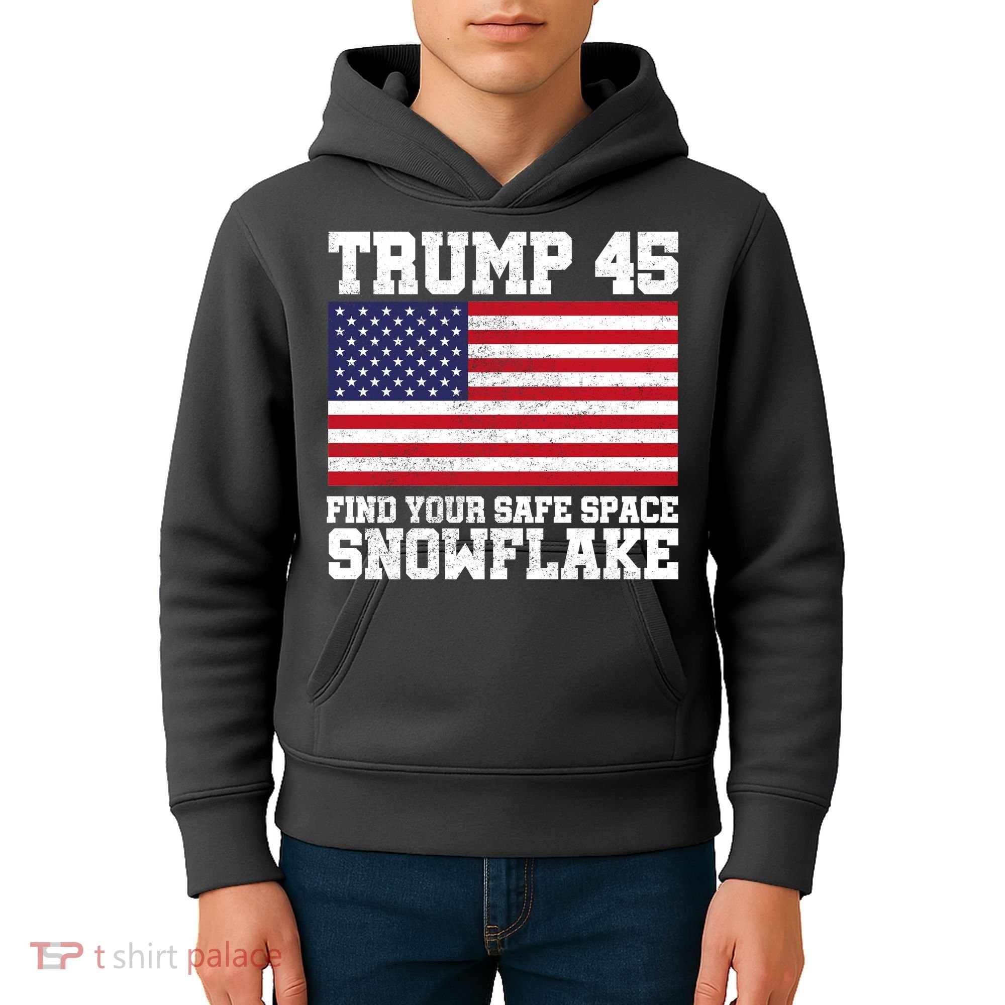 Trump 45 Find Your Safe Place Snowflake Kids Hoodie