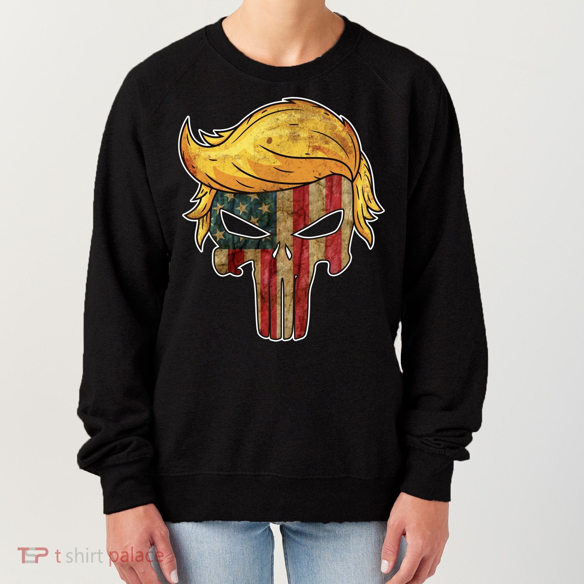 Trump American Skull Golden Hair Women's Sweatshirt