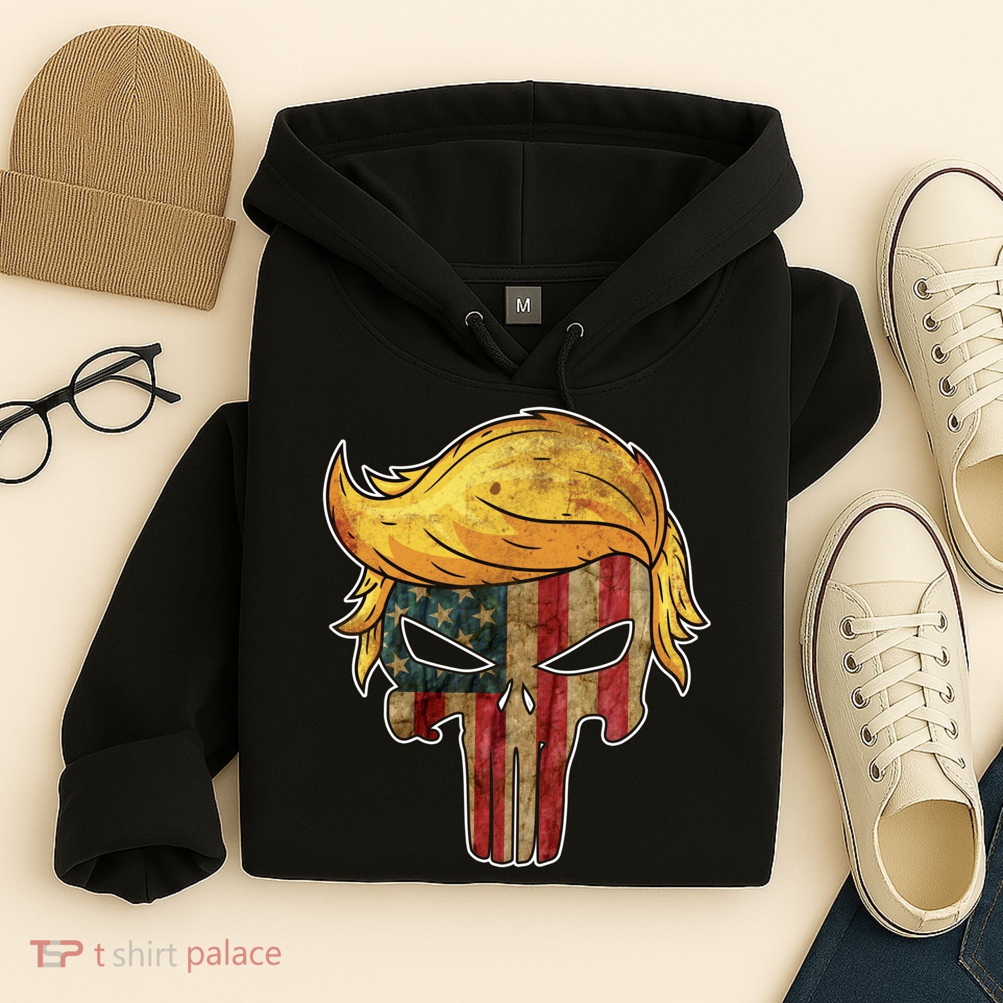 Trump American Skull Golden Hair Hoodie