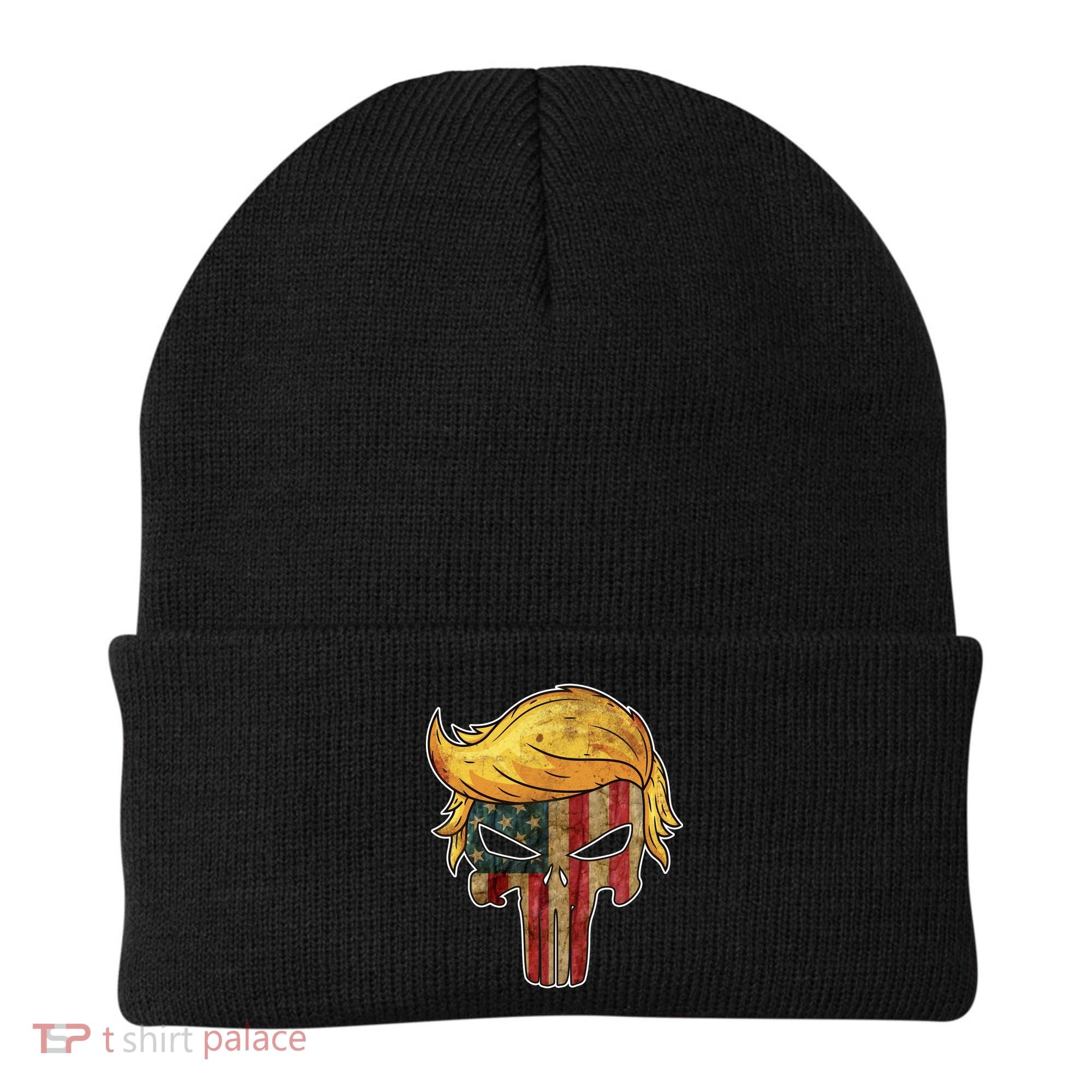 Trump American Skull Golden Hair Beanie