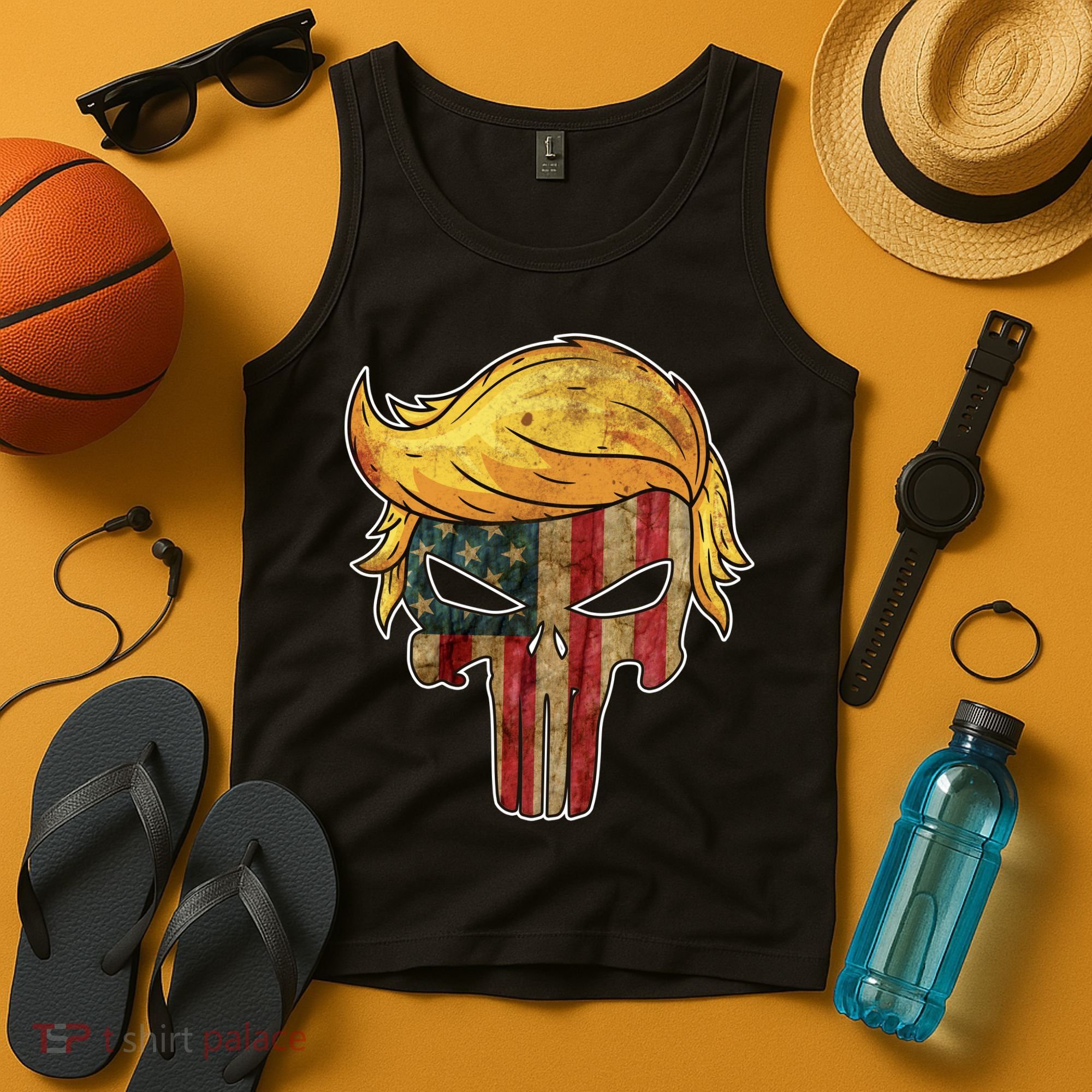 Trump American Skull Golden Hair Tank Top