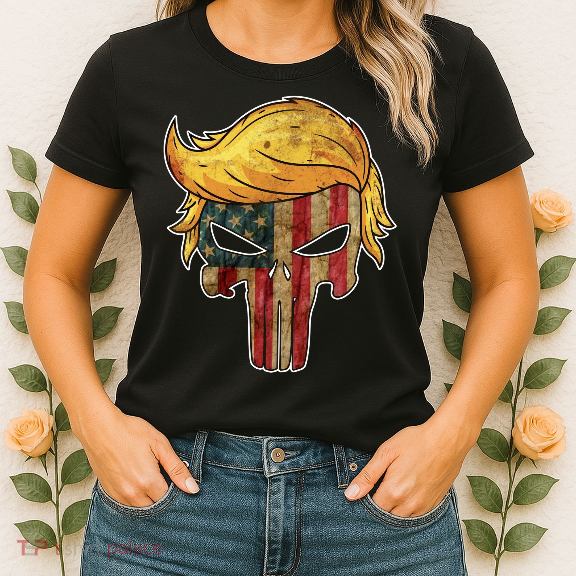 Trump American Skull Golden Hair Women's T-Shirt