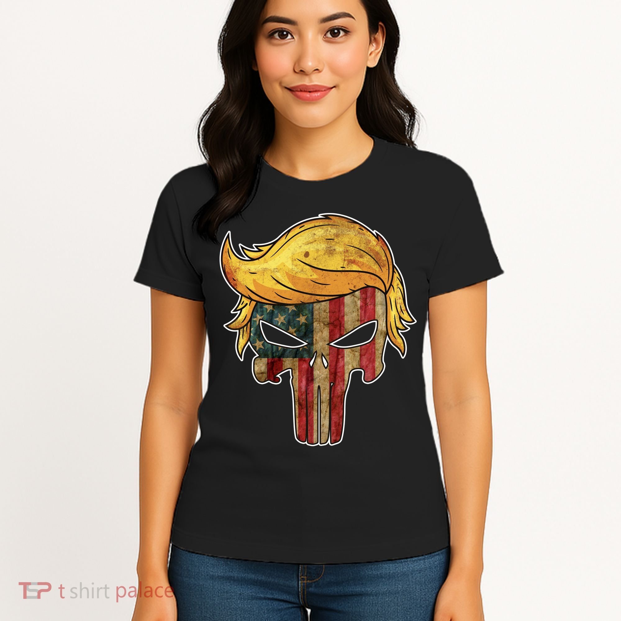 Trump American Skull Golden Hair Women's T-Shirt