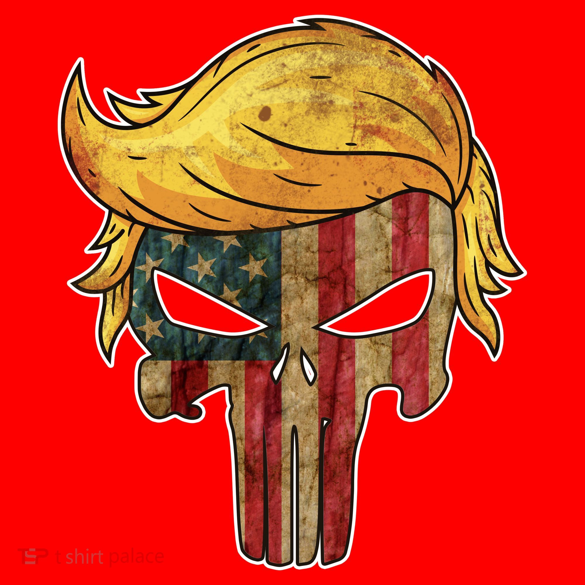 Trump American Skull Golden Hair Santa Hat