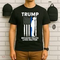 Trump Because Police Lives Matter Thin Blue Line T-Shirt thumb 6